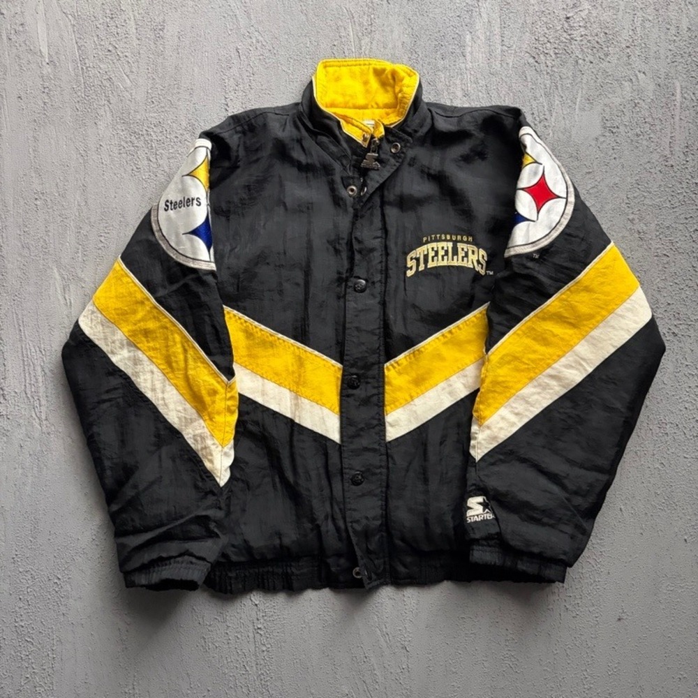 Vintage Pittsburgh Steelers Jacket Large Black 1990s NFL Pro Line Starter